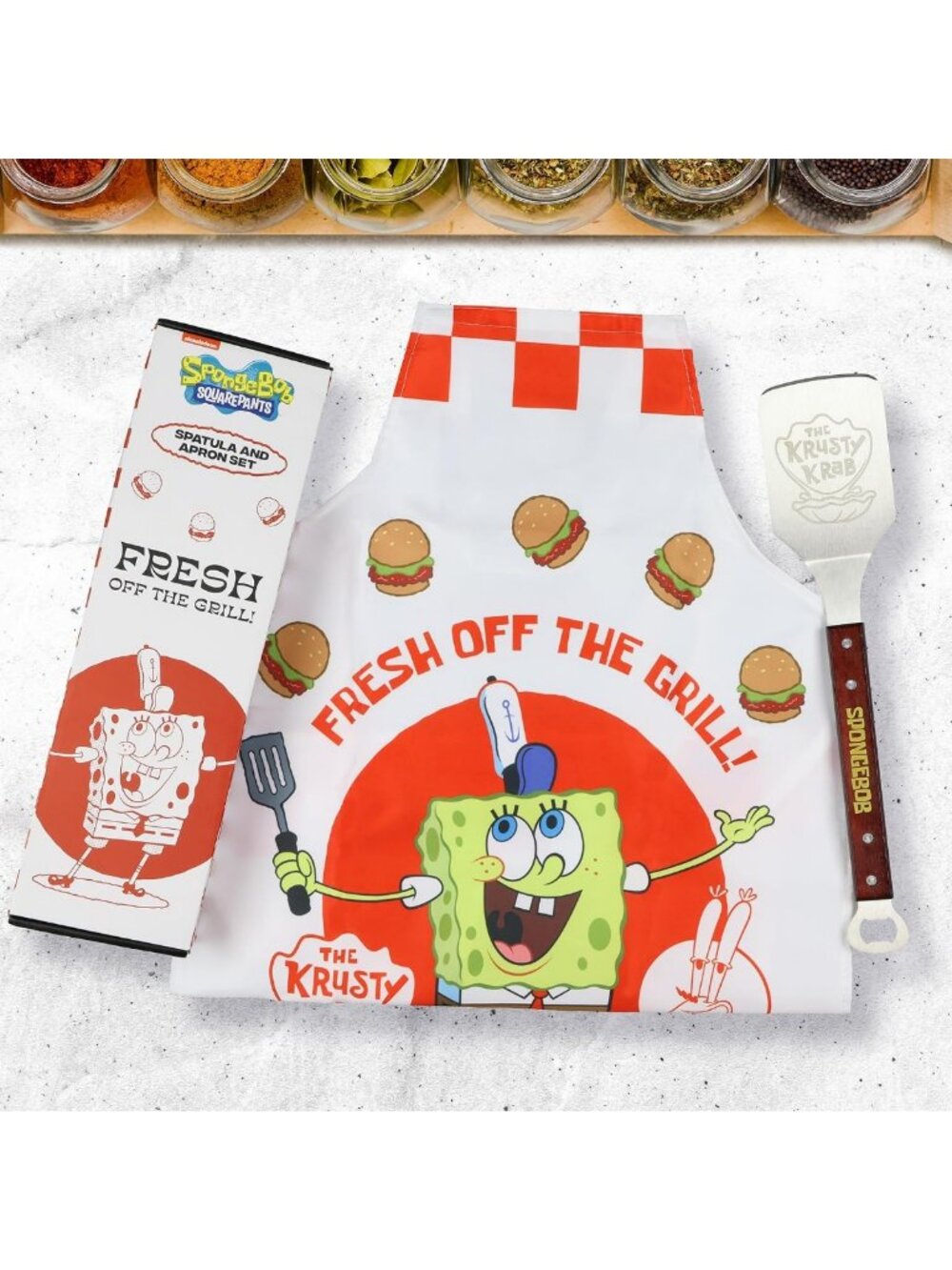 Krusty Krab Apron & Spatula Set | Fun Spongebob Grilling Accessories for BBQs